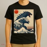 Hokusai The Great Kaiju Off Kanagawa Vintage Japanese Art T-Shirt thumb 3