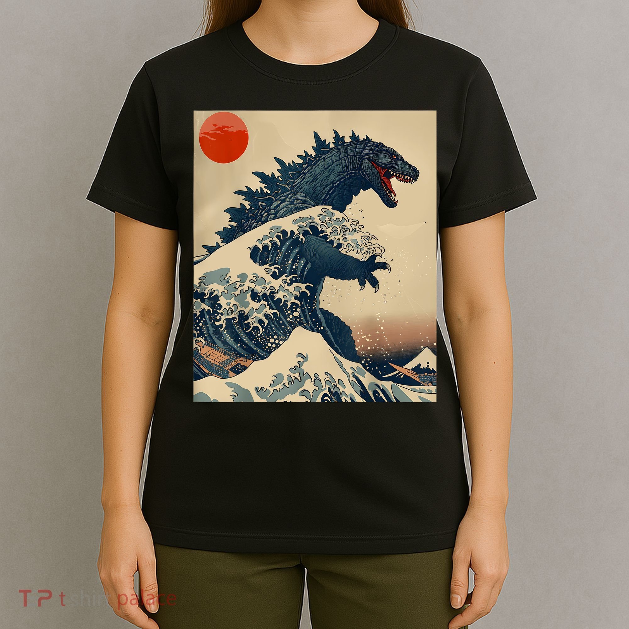 Hokusai The Great Kaiju Off Kanagawa Vintage Japanese Art T-Shirt