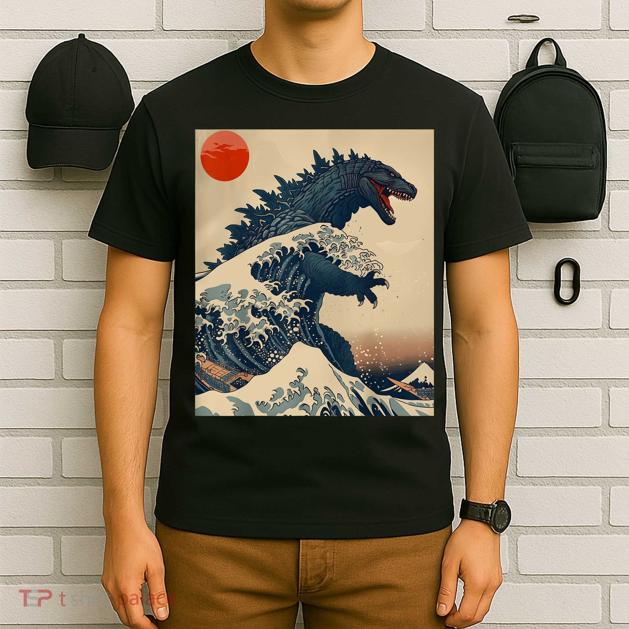 Hokusai The Great Kaiju Off Kanagawa Vintage Japanese Art T-Shirt