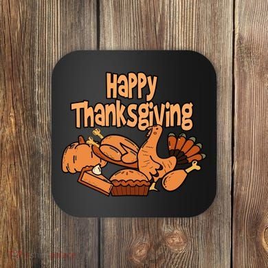 Happy Thanksgiving Holiday Festive Turkey Coaster