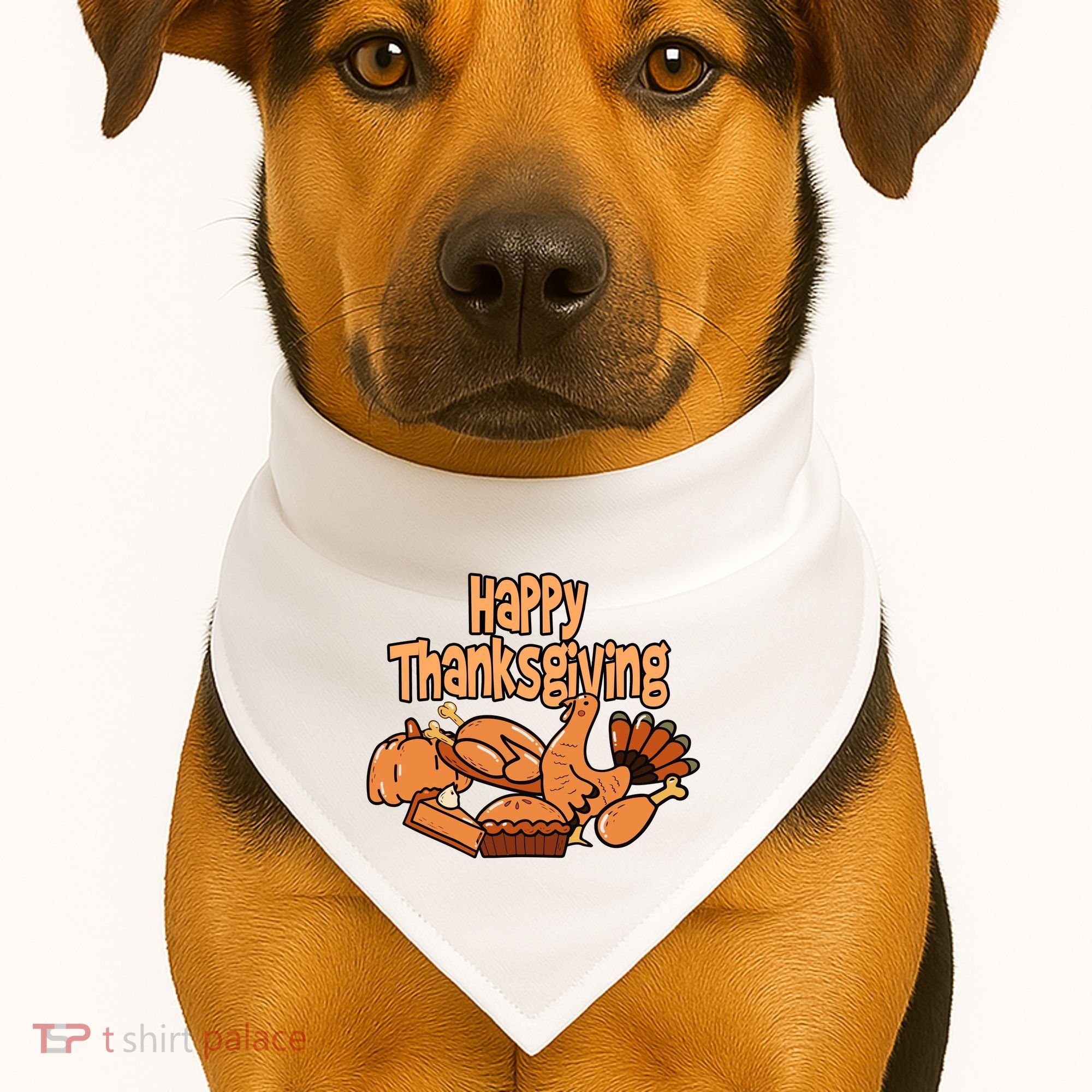 Happy Thanksgiving Holiday Festive Turkey USA-Made Doggie Bandana