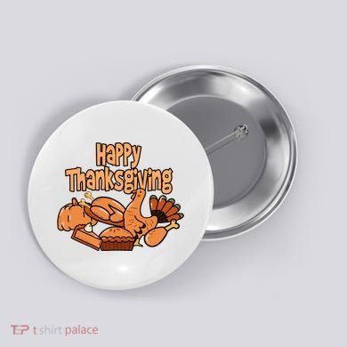 Happy Thanksgiving Holiday Festive Turkey Button