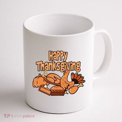 Happy Thanksgiving Holiday Festive Turkey Coffee Mug back