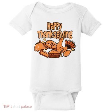 Happy Thanksgiving Holiday Festive Turkey Baby Bodysuit
