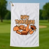 Happy Thanksgiving Holiday Festive Turkey Golf Towel thumb 1