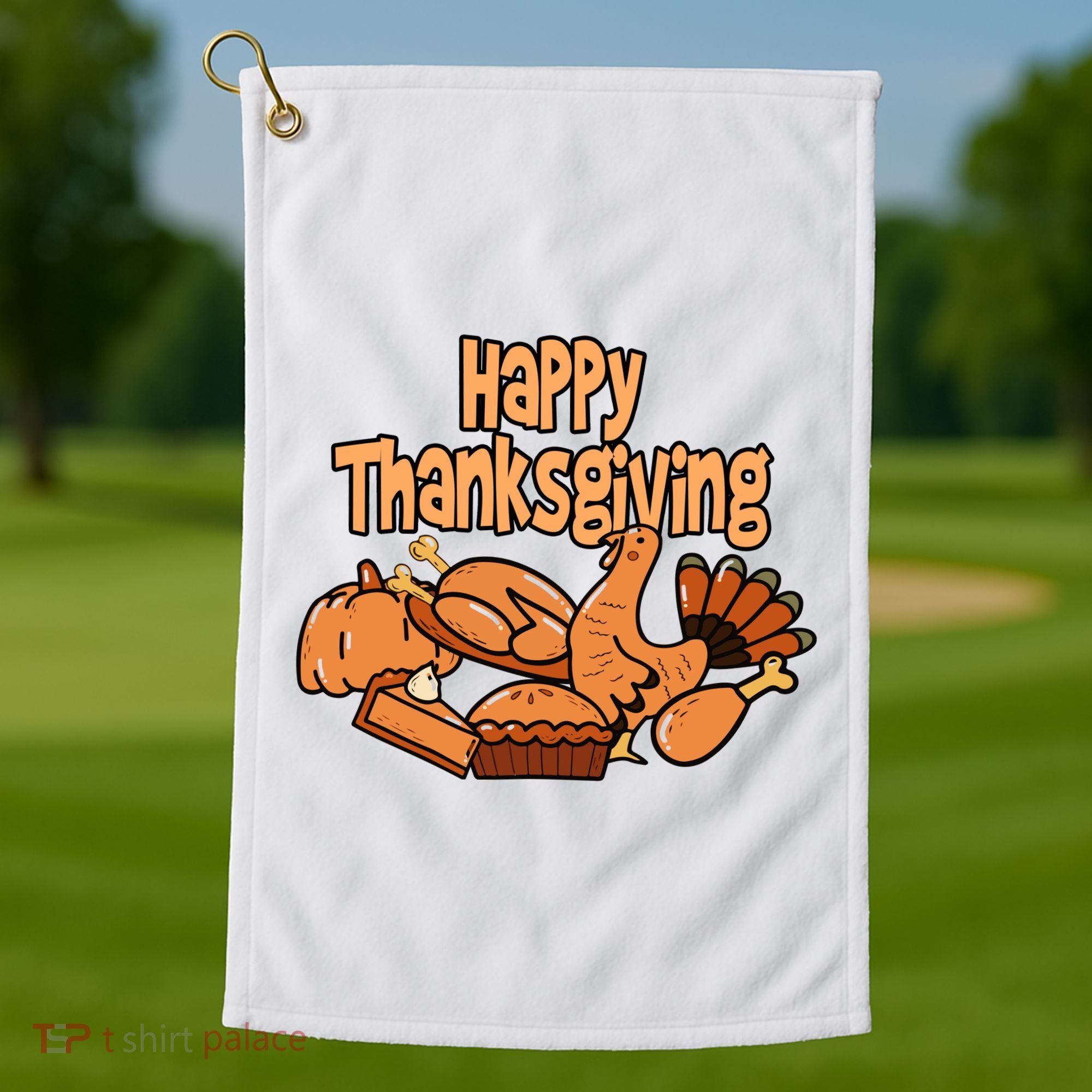 Happy Thanksgiving Holiday Festive Turkey Golf Towel