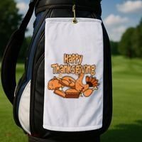 Happy Thanksgiving Holiday Festive Turkey Golf Towel thumb 2