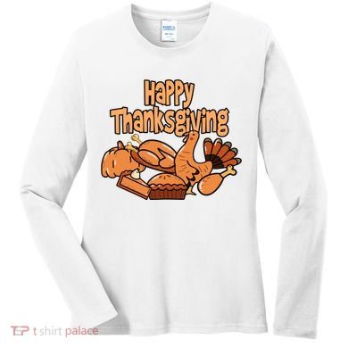 Happy Thanksgiving Holiday Festive Turkey Women's Long Sleeve Shirt