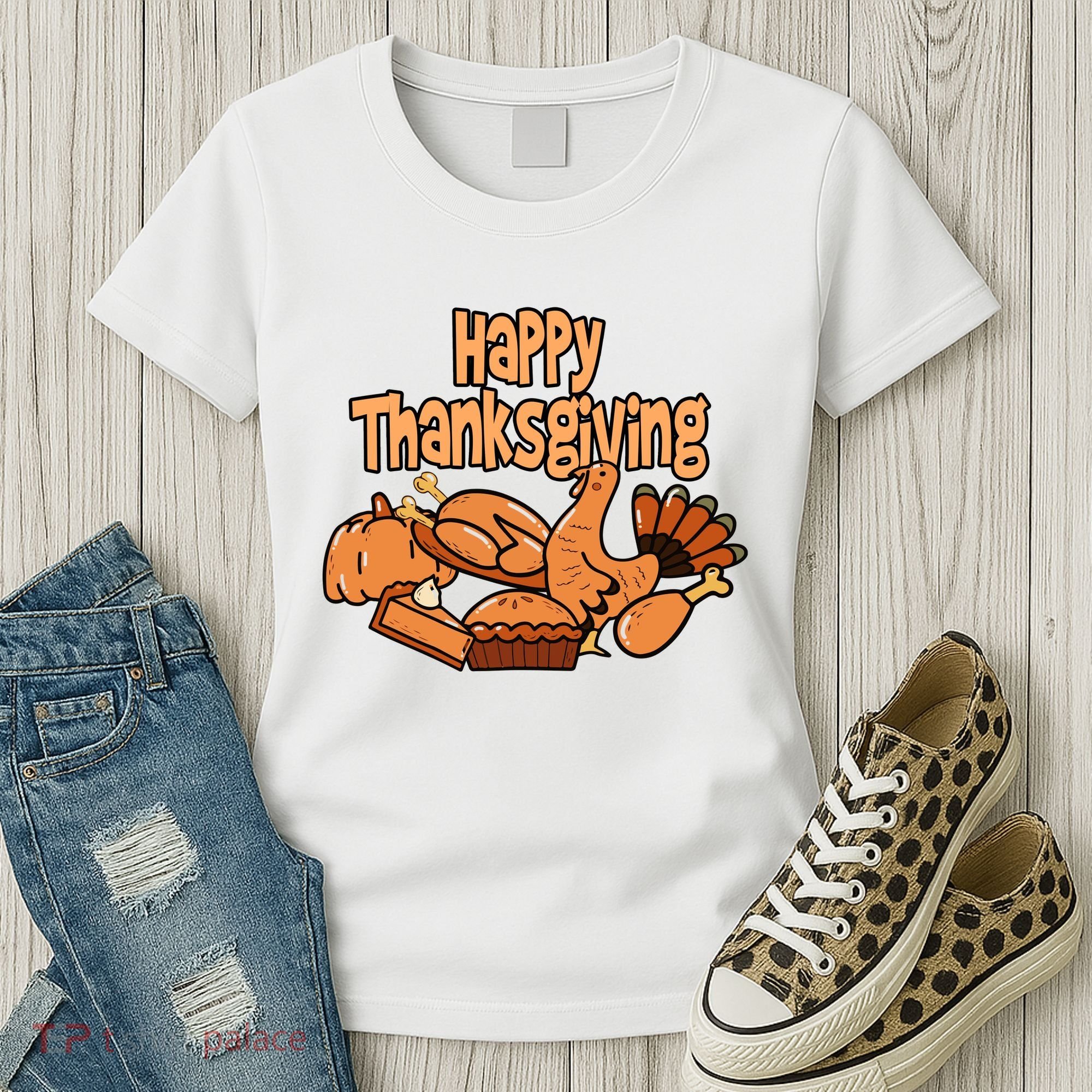 Happy Thanksgiving Holiday Festive Turkey Women's T-Shirt