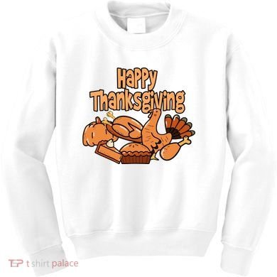 Happy Thanksgiving Holiday Festive Turkey Kids Sweatshirt