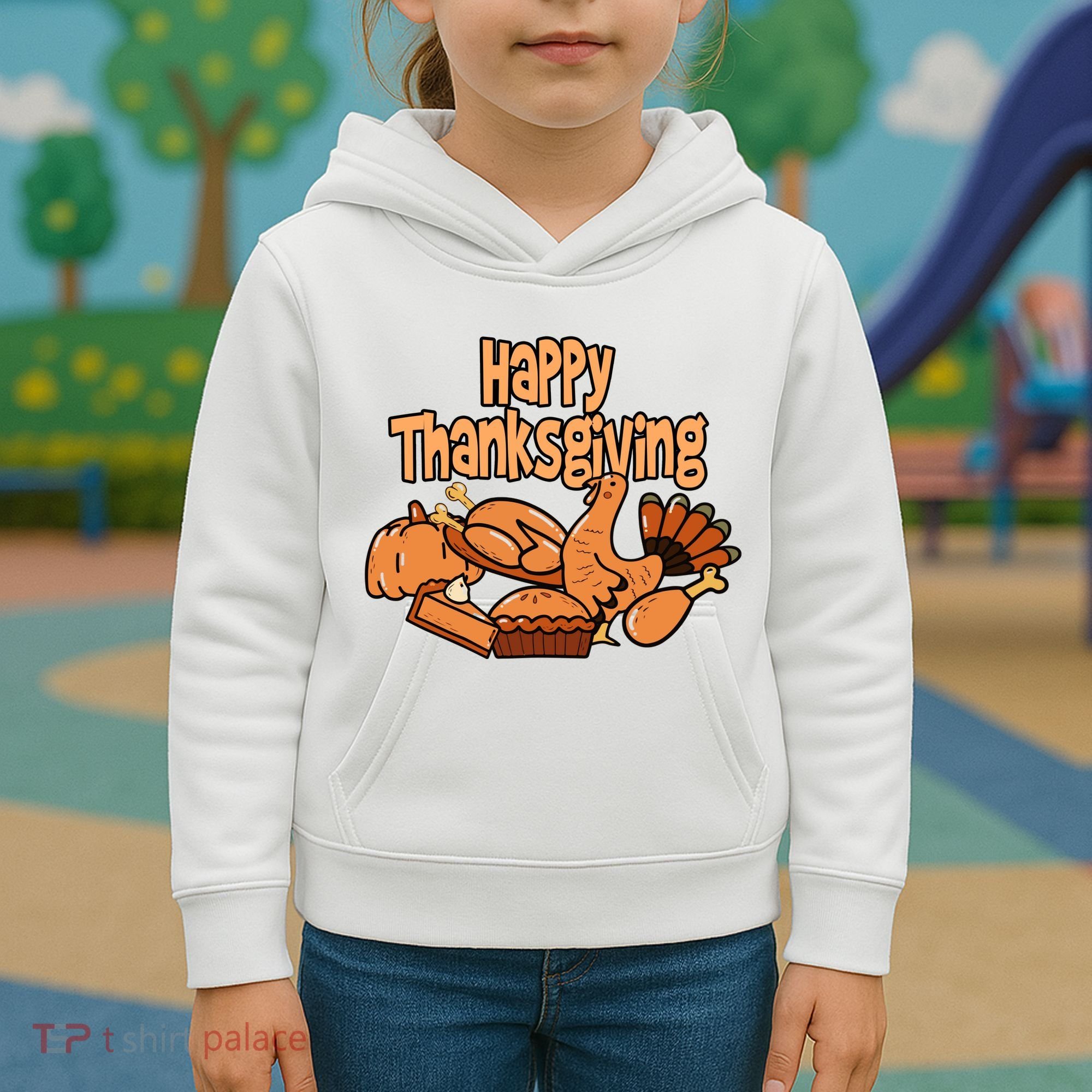 Happy Thanksgiving Holiday Festive Turkey Kids Hoodie