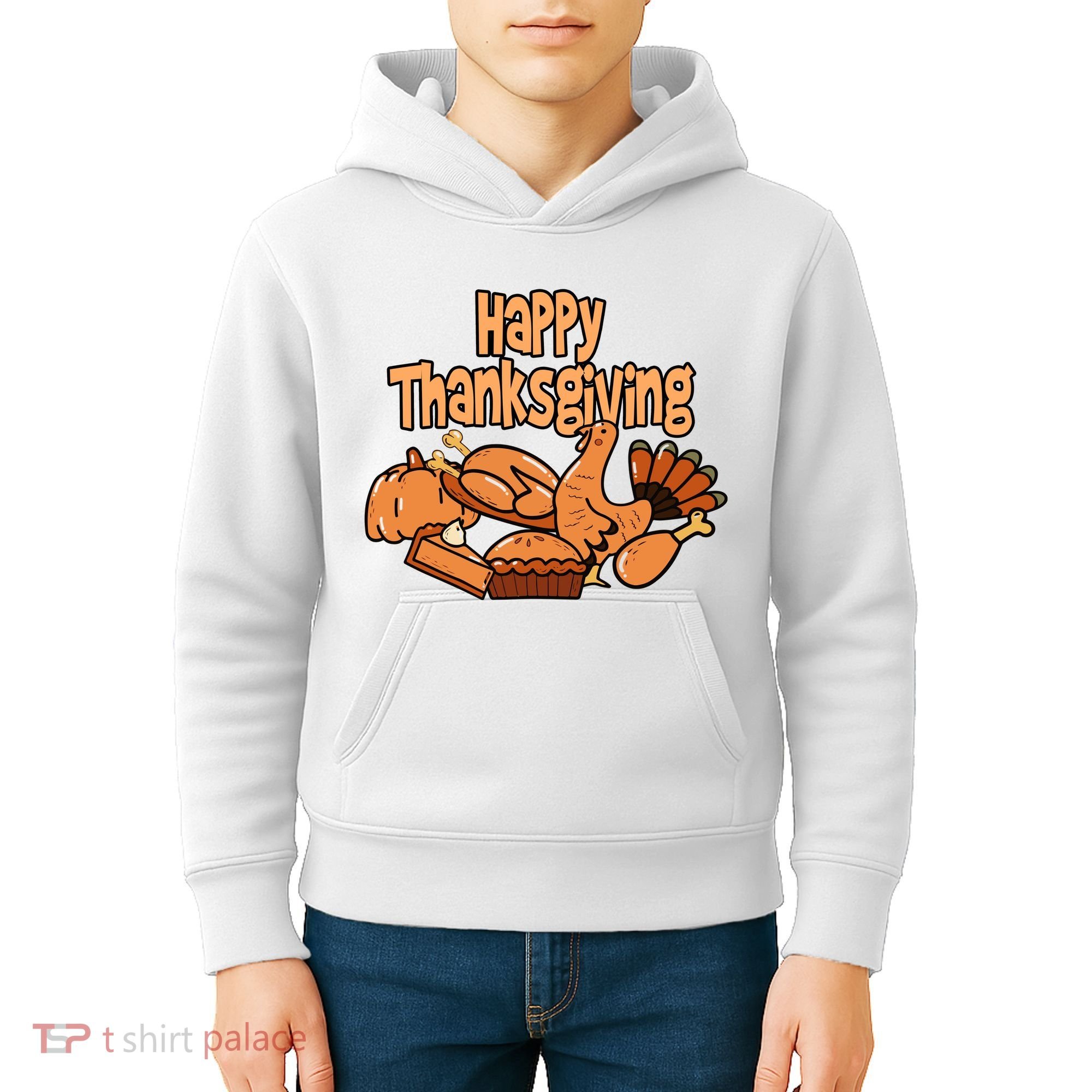 Happy Thanksgiving Holiday Festive Turkey Kids Hoodie
