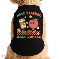 Half Teacher Half Coffee Coffee Addict Teacher Appreceation Funny Teacher Doggie Tank thumb 0