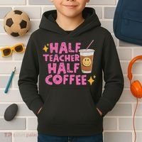 Half Teacher Half Coffee Kids Hoodie thumb 2