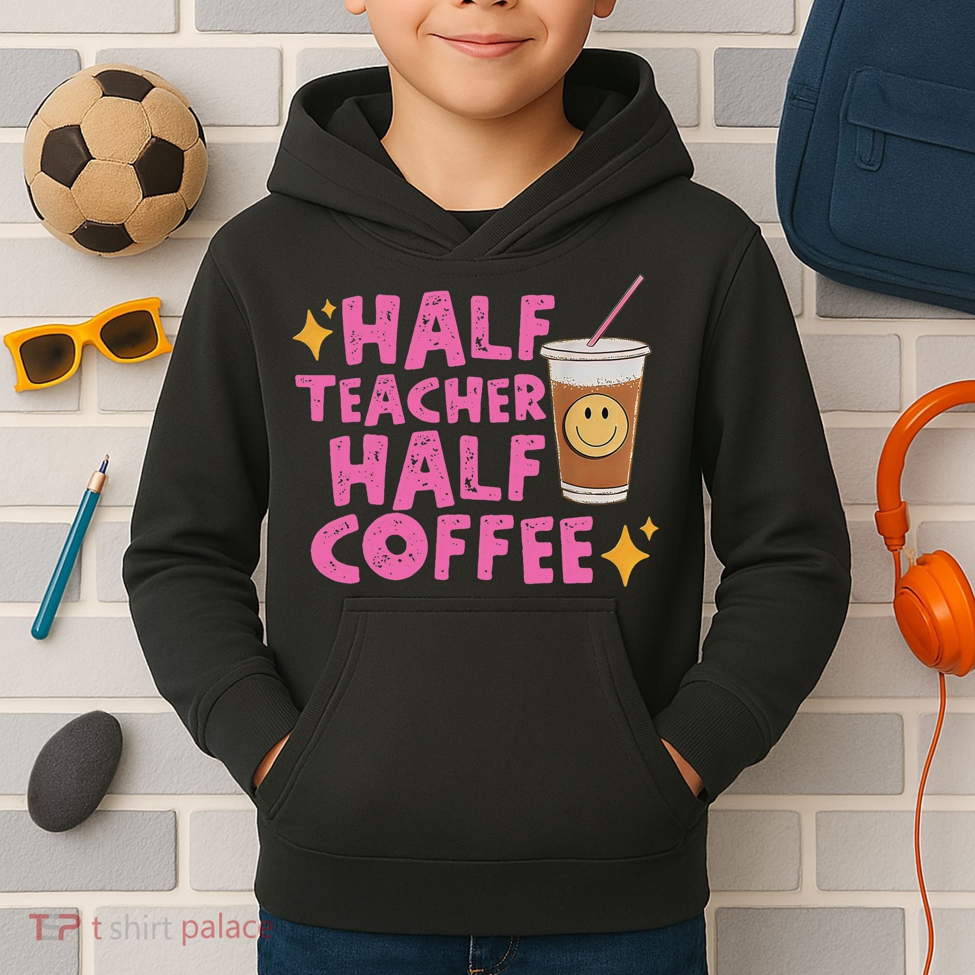 Half Teacher Half Coffee Kids Hoodie