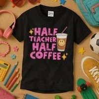 Half Teacher Half Coffee Kids T-Shirt thumb 3