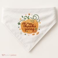 Happy Thanksgiving Holiday Pumpkin Autumn USA-Made Doggie Bandana thumb 0
