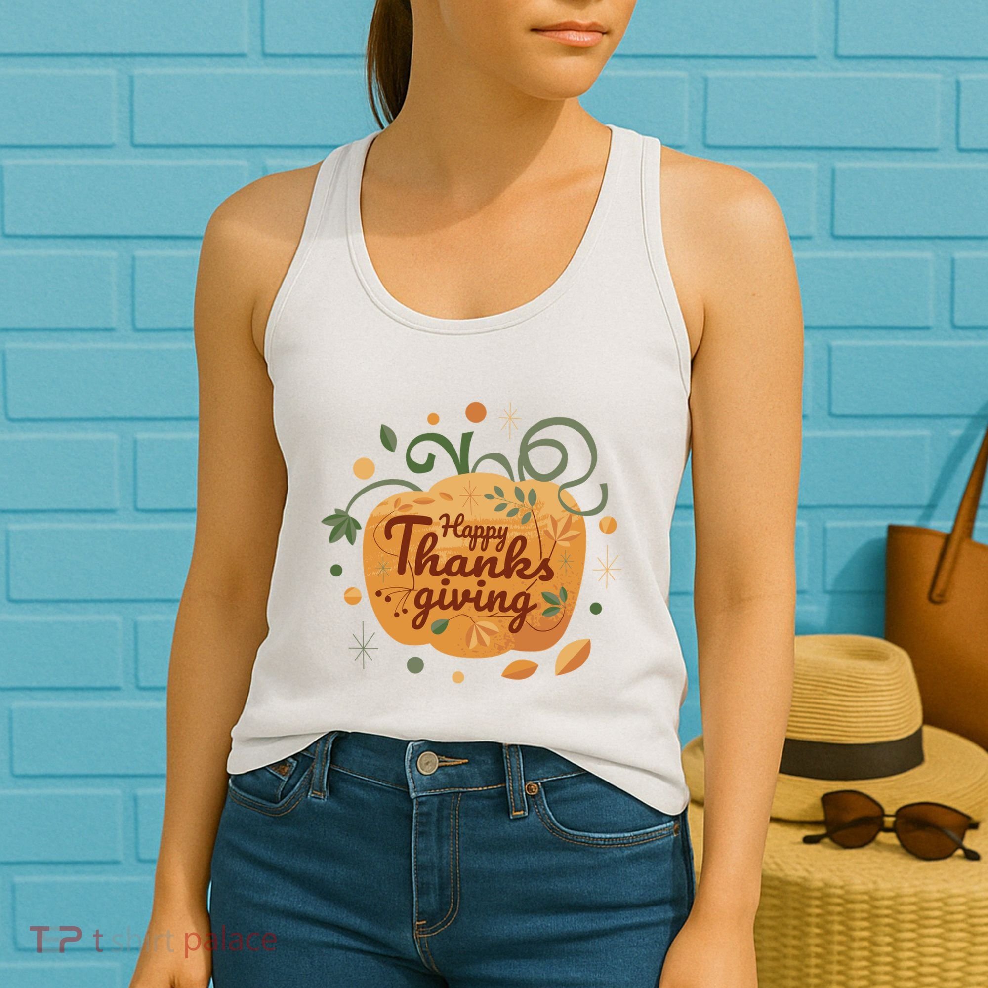 Happy Thanksgiving Holiday Pumpkin Autumn Women's Tank Top