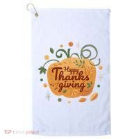 Happy Thanksgiving Holiday Pumpkin Autumn Golf Towel thumb 0