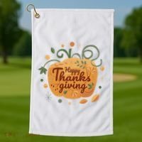 Happy Thanksgiving Holiday Pumpkin Autumn Golf Towel thumb 1