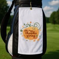 Happy Thanksgiving Holiday Pumpkin Autumn Golf Towel thumb 2