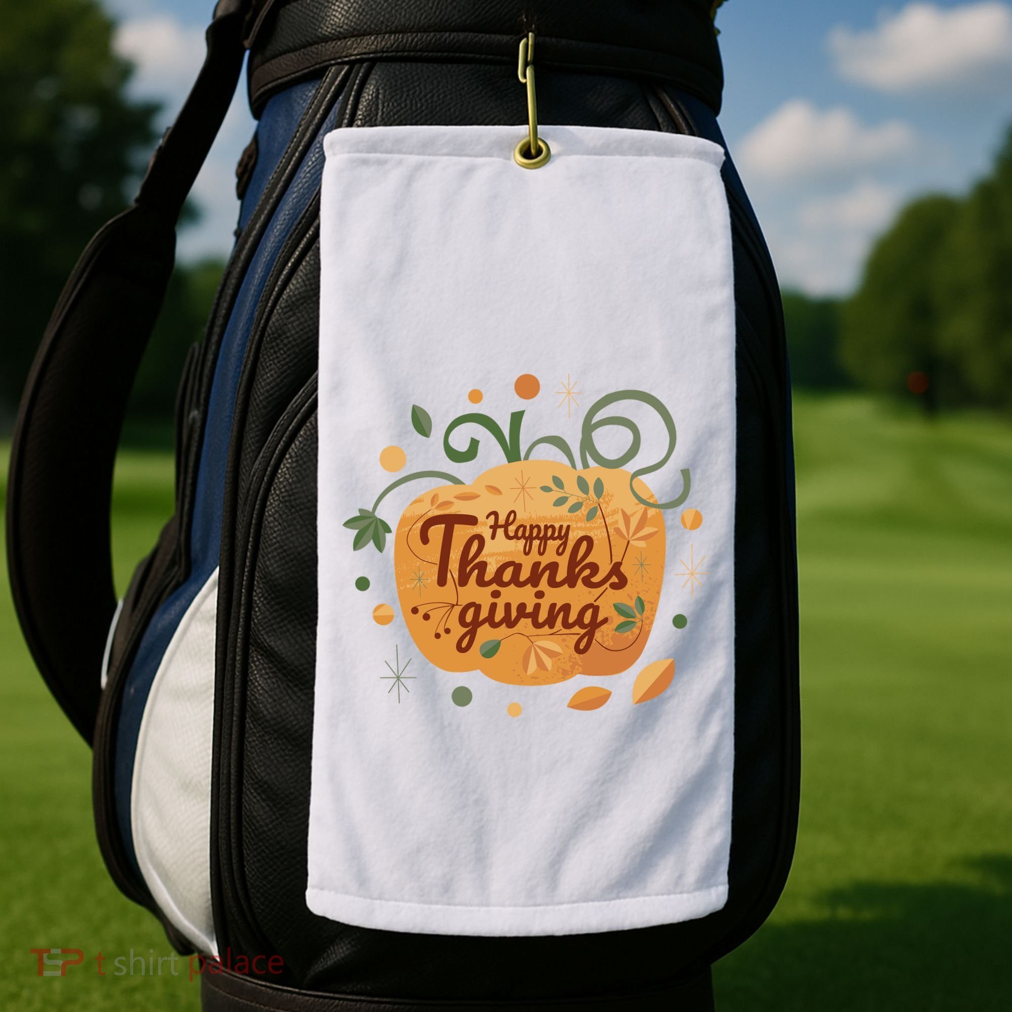 Happy Thanksgiving Holiday Pumpkin Autumn Golf Towel
