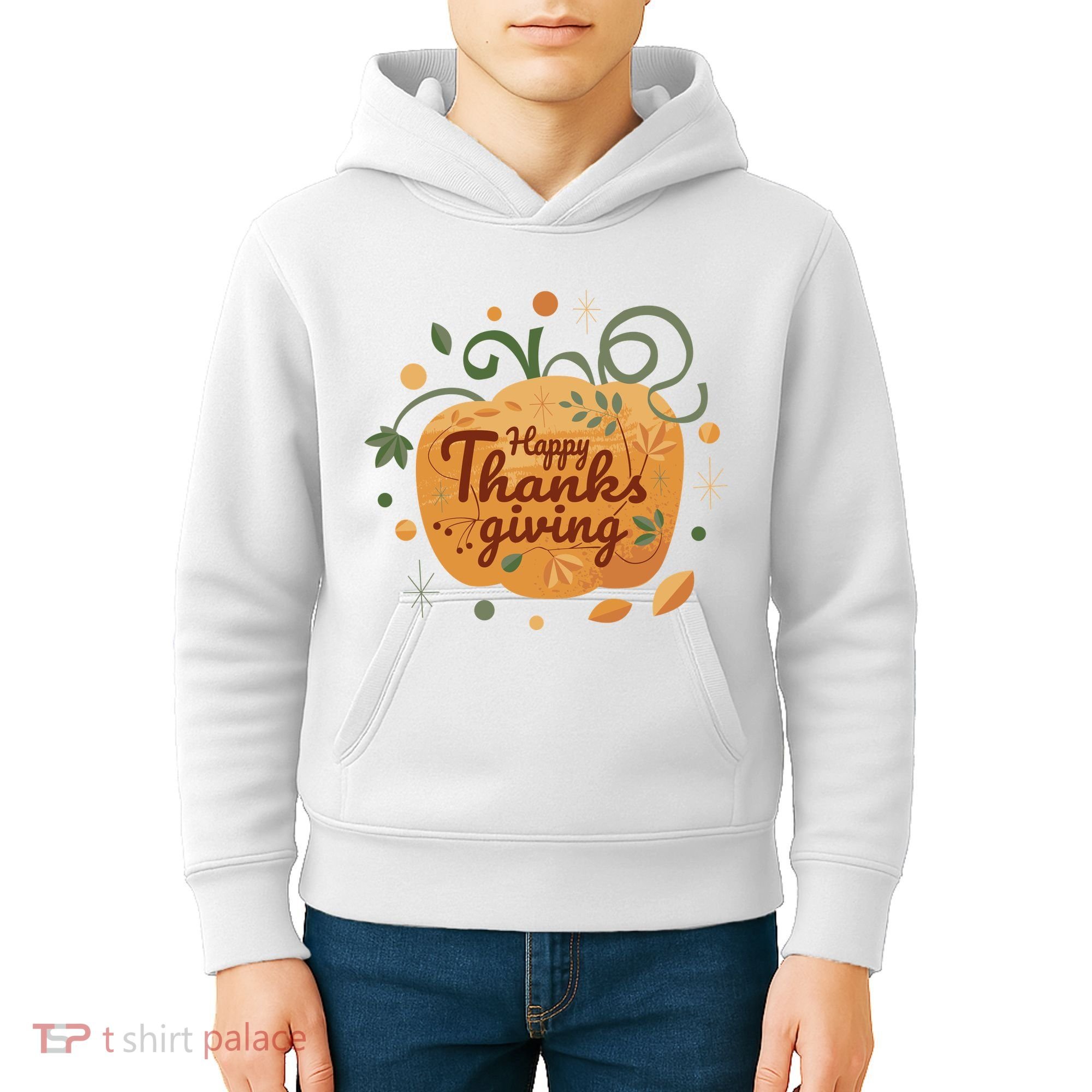 Happy Thanksgiving Holiday Pumpkin Autumn Kids Hoodie