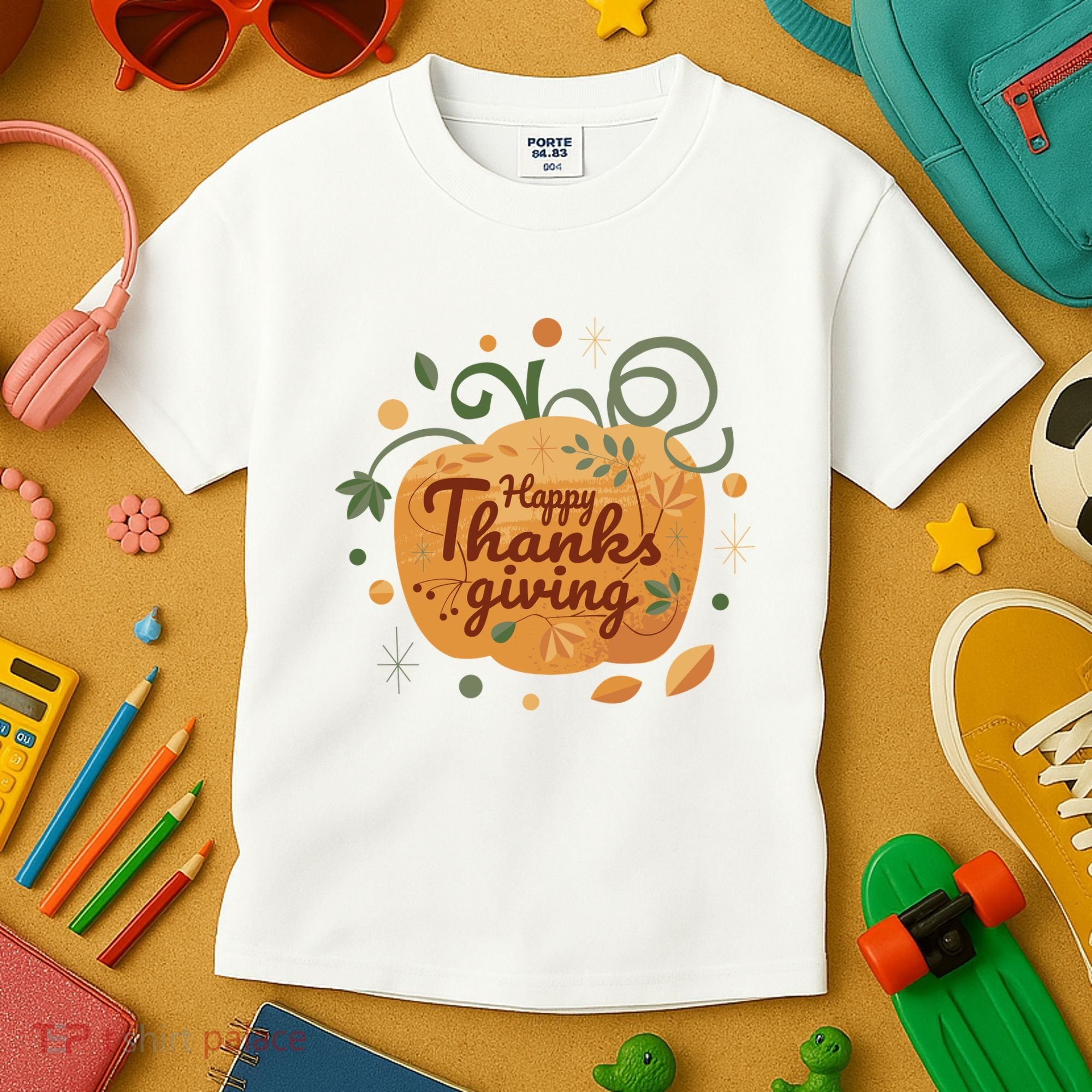 Happy Thanksgiving Holiday Pumpkin Autumn Kids T-Shirt