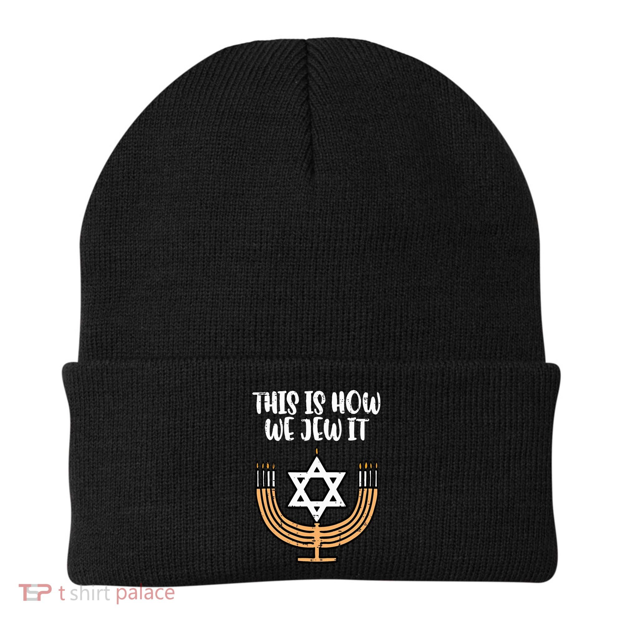 Hanukkah This How We Jew It Chanukah Menorah Beanie