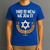 Hanukkah This How We Jew It Chanukah Menorah T-Shirt thumb 3