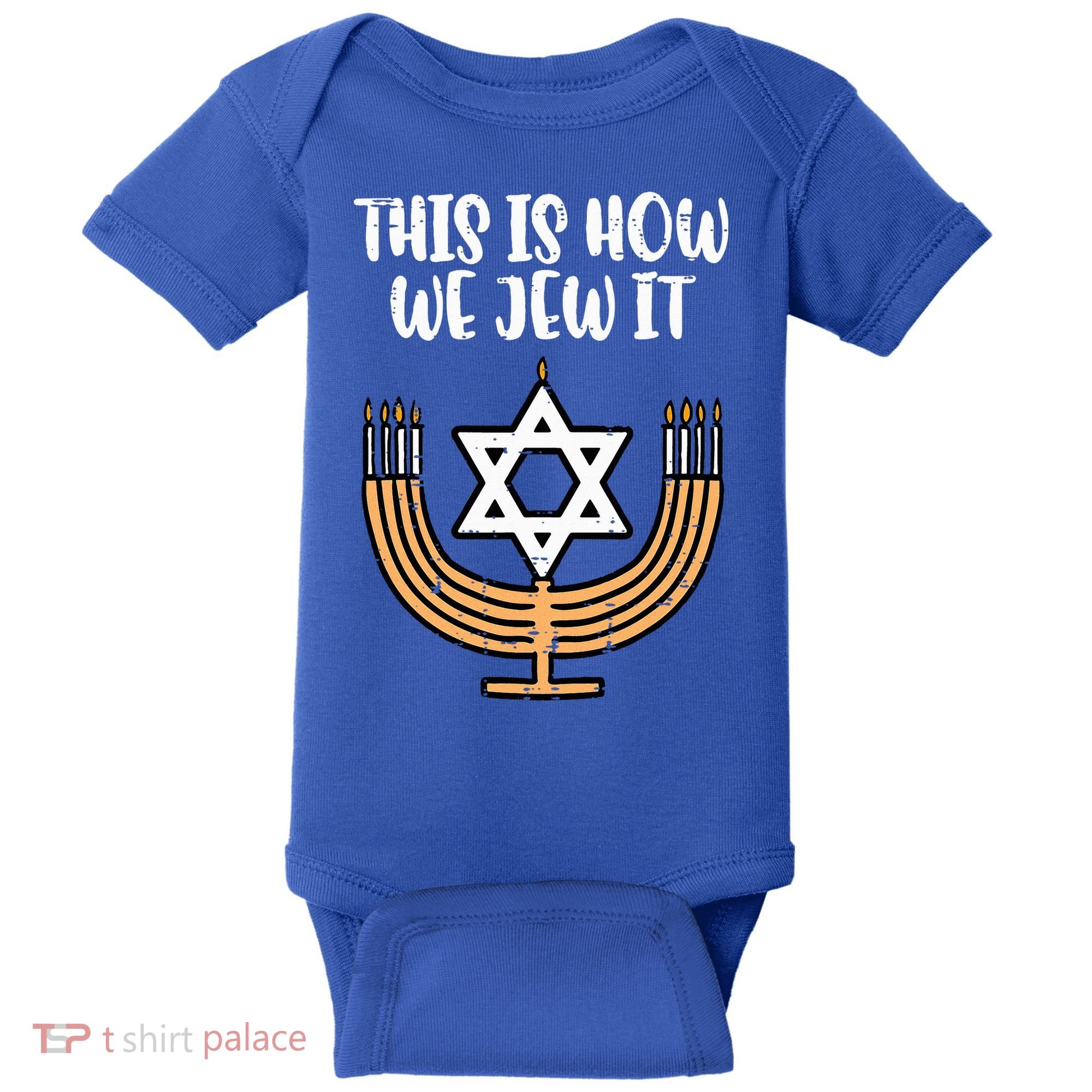Hanukkah This How We Jew It Chanukah Menorah Baby Bodysuit