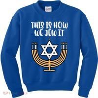 Hanukkah This How We Jew It Chanukah Menorah Kids Sweatshirt thumb 0