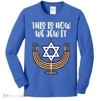 Hanukkah This How We Jew It Chanukah Menorah Kids Long Sleeve Shirt thumb 0