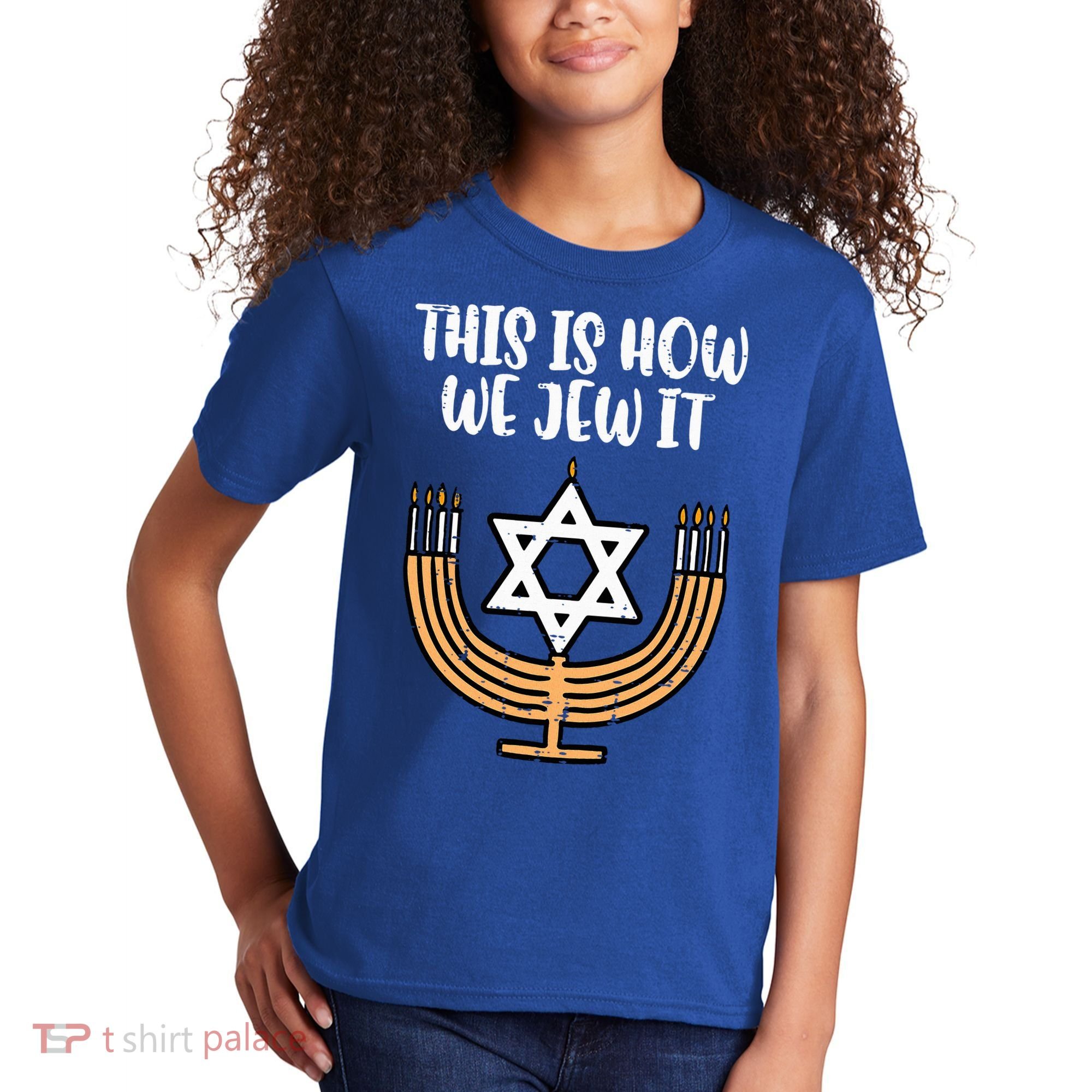 Hanukkah This How We Jew It Chanukah Menorah Kids T-Shirt