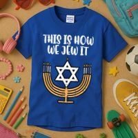Hanukkah This How We Jew It Chanukah Menorah Kids T-Shirt thumb 3