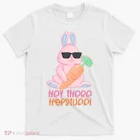 Hey There Hop Stuff Cute Bunny T-Shirt thumb 0