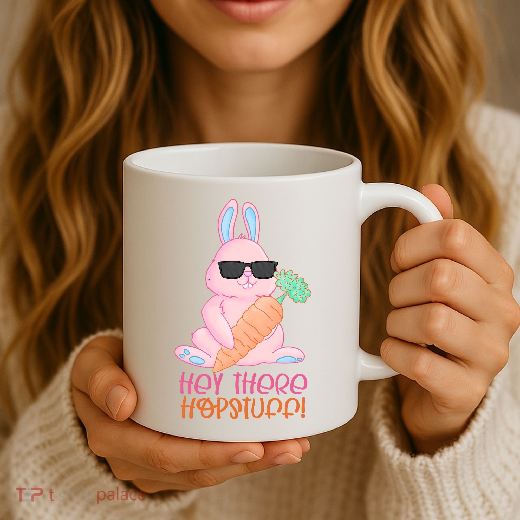 Hey There Hop Stuff Cute Bunny Coffee Mug