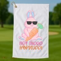 Hey There Hop Stuff Cute Bunny Golf Towel thumb 1