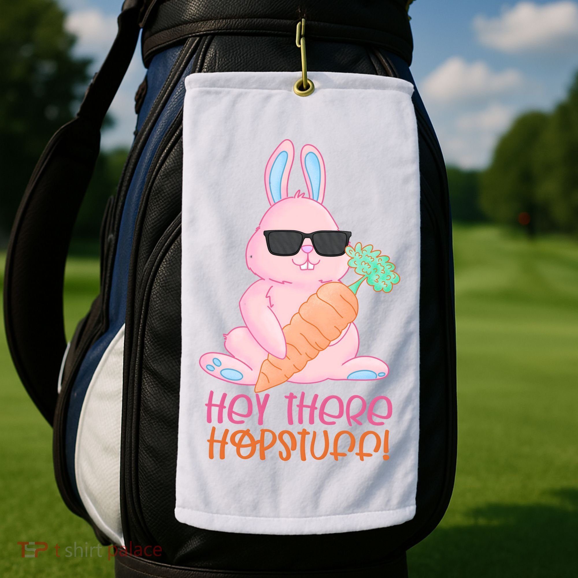 Hey There Hop Stuff Cute Bunny Golf Towel