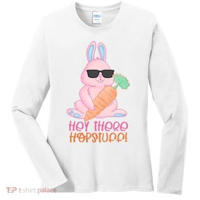 Hey There Hop Stuff Cute Bunny Women's Long Sleeve Shirt