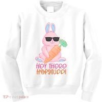 Hey There Hop Stuff Cute Bunny Kids Sweatshirt thumb 0