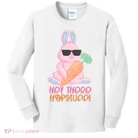 Hey There Hop Stuff Cute Bunny Kids Long Sleeve Shirt thumb 0