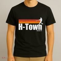H Town Houston City Texas Baseball Vintage Stripes T-Shirt thumb 3