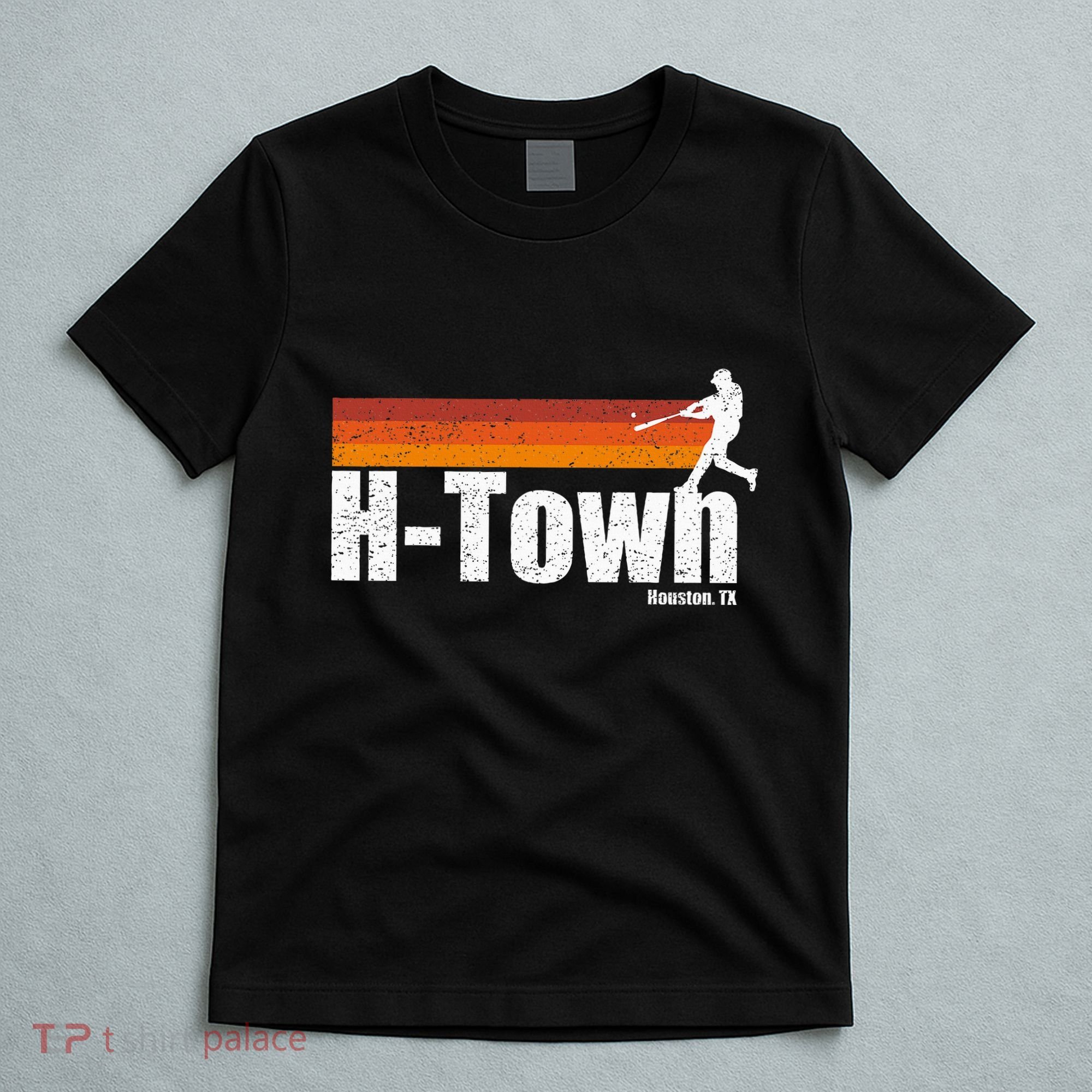 H Town Houston City Texas Baseball Vintage Stripes T-Shirt