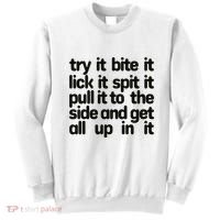 Hard222soft Try It Bite It Lick It Spit It Pull It To The Side And Get All Up In Sweatshirt thumb 0