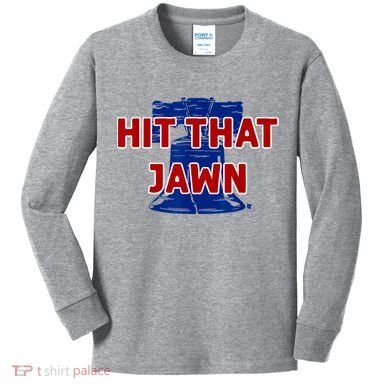 Hit That Jawn Philadelphia Baseball Kids Long Sleeve Shirt