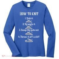 How To Knit 1 Stab It 2 Strangle It 3 Scoop The Guts Out  Women's Long Sleeve Shirt thumb 0