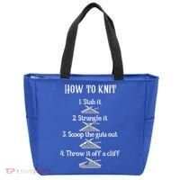 How To Knit 1 Stab It 2 Strangle It 3 Scoop The Guts Out  Tote Bag thumb 0