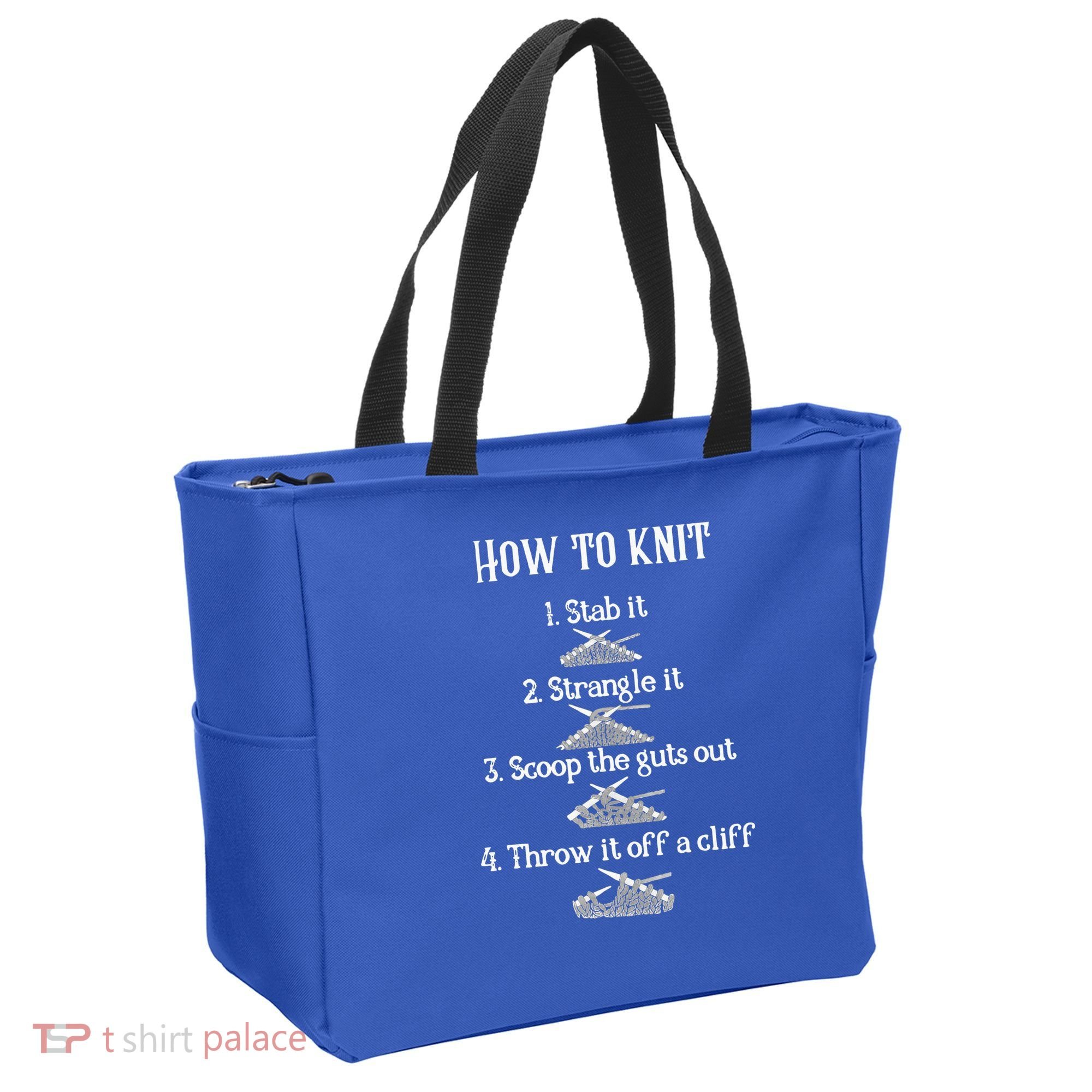 How To Knit 1 Stab It 2 Strangle It 3 Scoop The Guts Out  Tote Bag