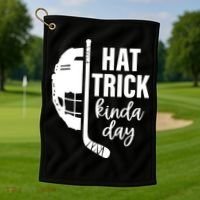 Hat Trick Kinda Day Ice Hockey Player Golf Towel thumb 1